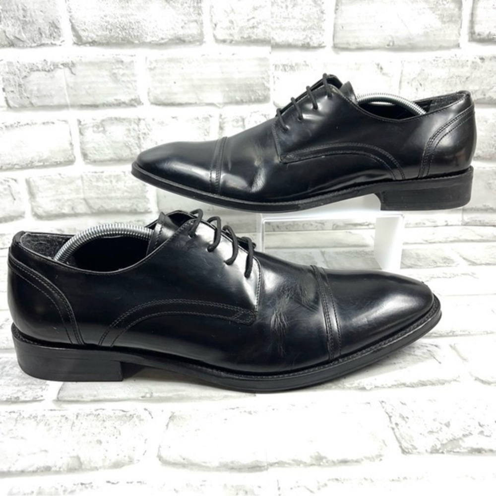 Kenneth Cole All Gathered ED Men’s Size 11.5 Black Leather Captoe Oxford Shoes